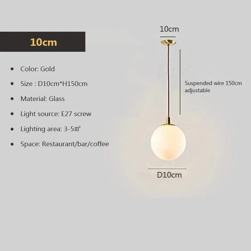 suspension minimaliste en laiton avec orbe de verre laiteux