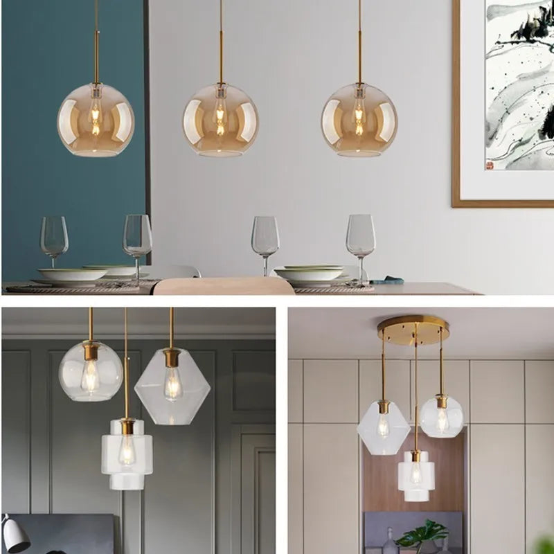 Suspension LED en verre au design nordique minimaliste