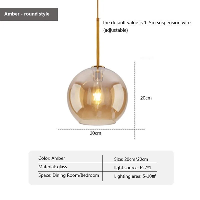 Suspension LED en verre au design nordique minimaliste