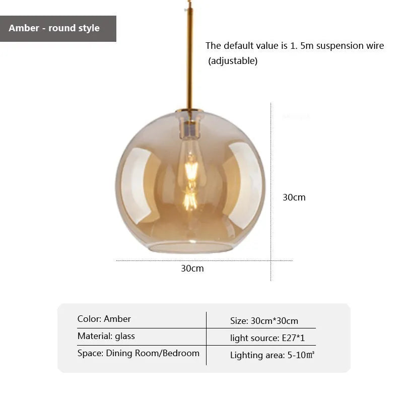 Suspension LED en verre au design nordique minimaliste
