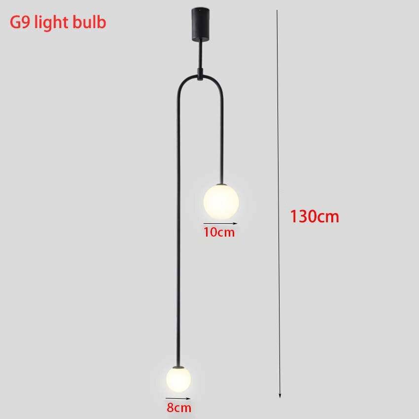 Suspension design LED en métal avec double boule en verre Fly