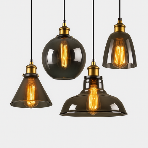 Suspension avec abat-jour en verre Loft