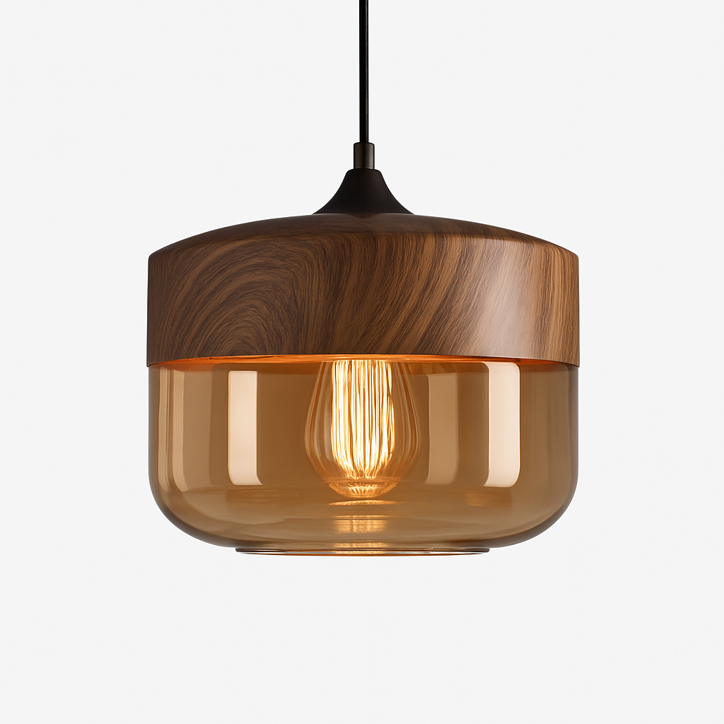 Suspension design en bois et verre Loft Retro