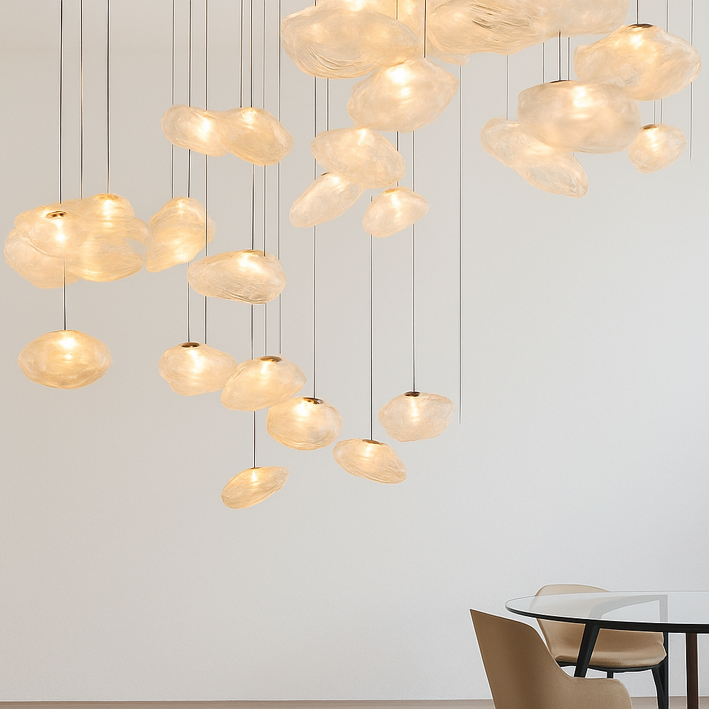 Suspension design à LED en verre soufflé style hang