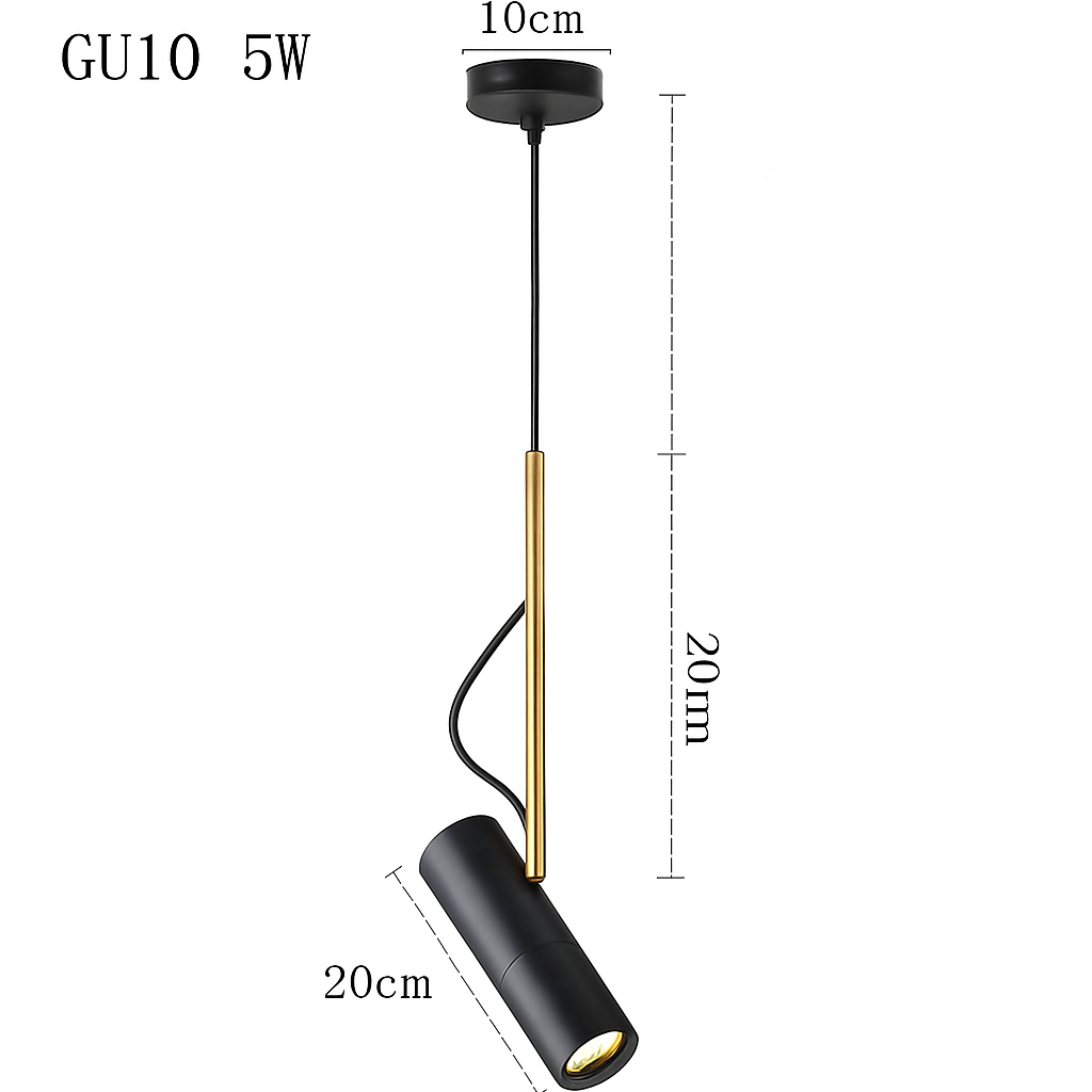 Suspension design spot orientable et tige dorée