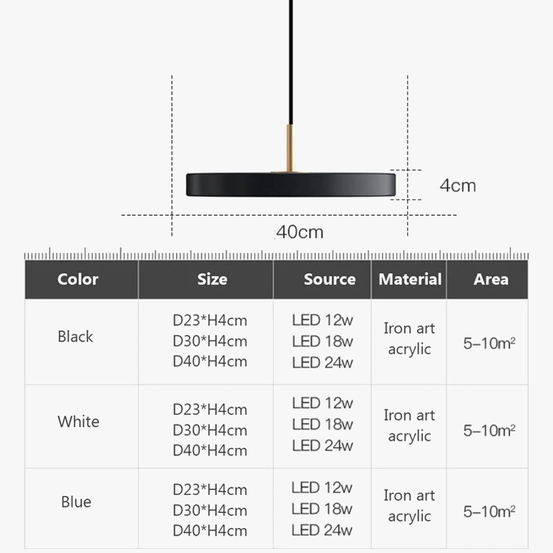 Suspension LED au design nordique 23-40cm