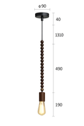 suspension rétro en bois de chêne avec perles géométriques