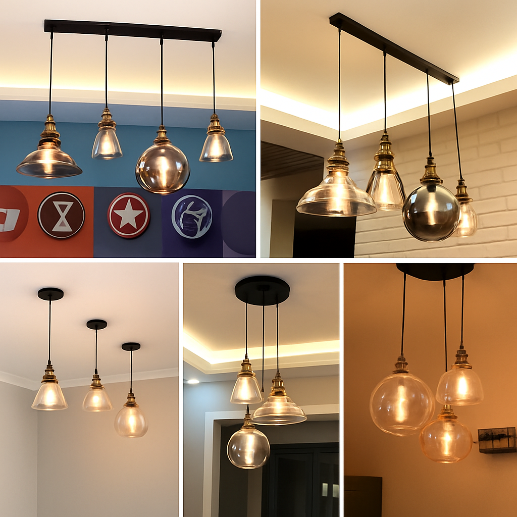 suspension vintage nordique en verre industriel pour bar
